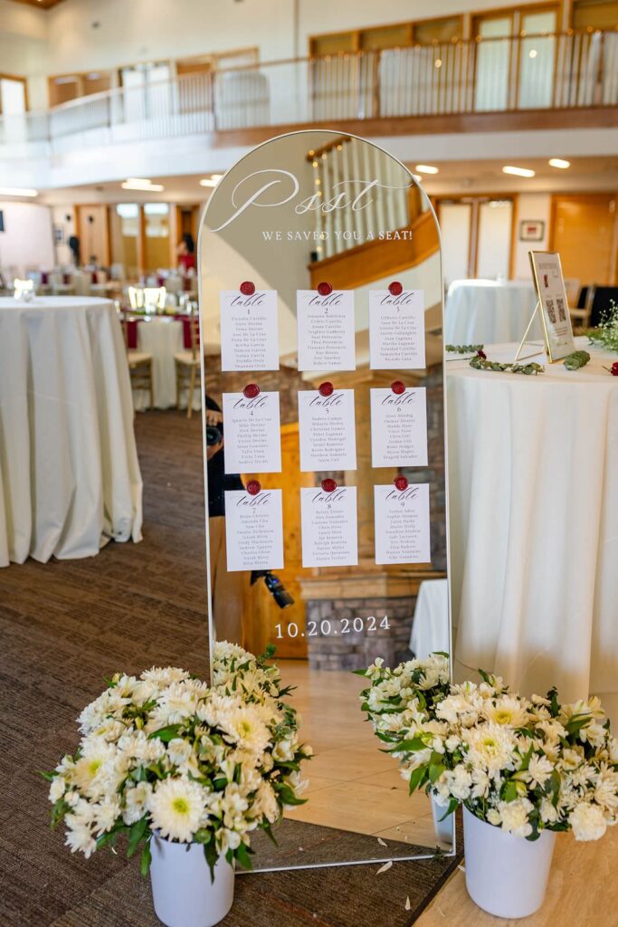 Wedding guest mirror seating chart