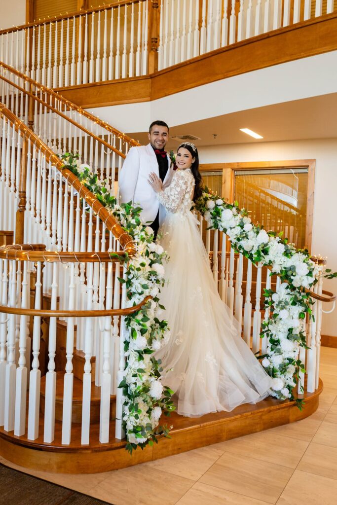 Bride and groom doing their first look at a venue in Mesa AZ